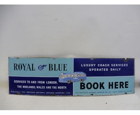 A good Royal Blue Luxury Coach Services rectangular pictorial enamel sign, in good condition, 42 x 12".