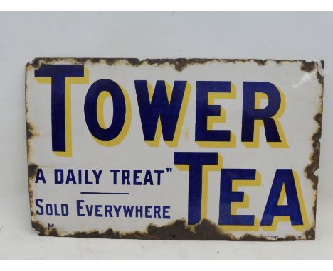 A Tower Tea rectangular enamel sign, 21 1/2 x 13 1/2".