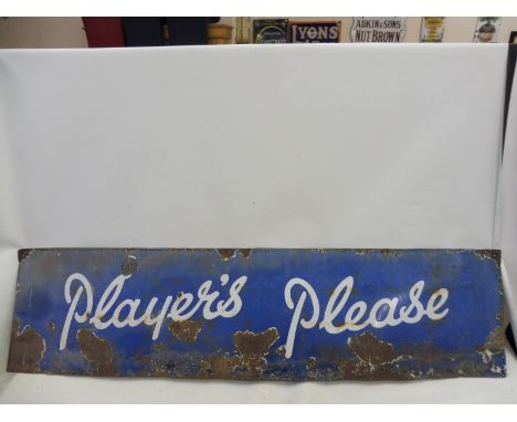 A Player's Please rectangular enamel sign, 72 x 18".