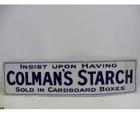 A Colman's Starch rectangular enamel sign with some amateur retouching, 62 1/2 x 16".