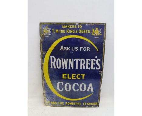 A Rowntree's Elect Cocoa rectangular enamel sign, 20 x 30".