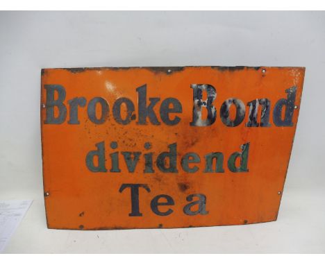 A Brooke Bond Dividend Tea rectangular enamel sign, 30 x 20".