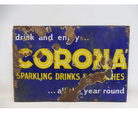 A Corona Sparkling Drinks and Squashes rectangular enamel sign, 30 x 20". 