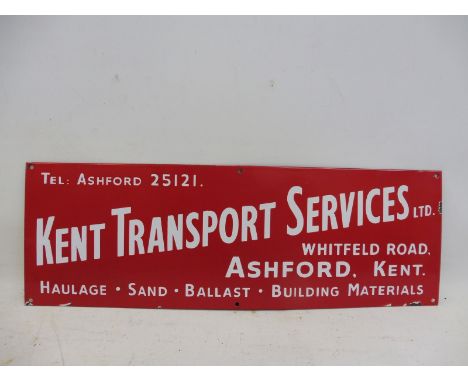 A Kent Transport Services Limited rectangular enamel sign, 24 x 8". 
