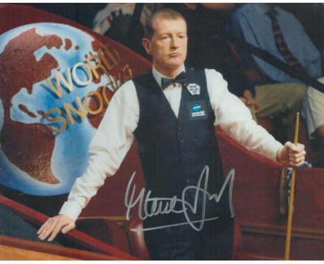 Steve Davis signed 10x8 inch colour photo pictured while playing in the World Championships at Sheffield. Good condition. All