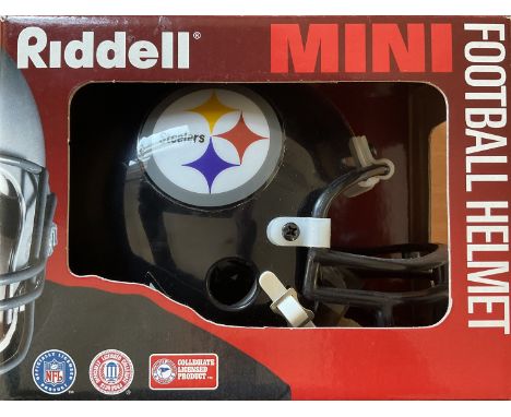 Riddell American Football miniature Pittsburgh Steelers vintage helmet. Good condition. All autographs come with a Certificat