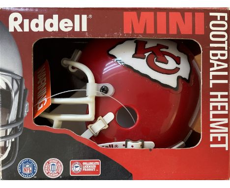 Riddell American Football miniature Kansas City Chiefs vintage helmet. Good condition. All autographs come with a Certificate