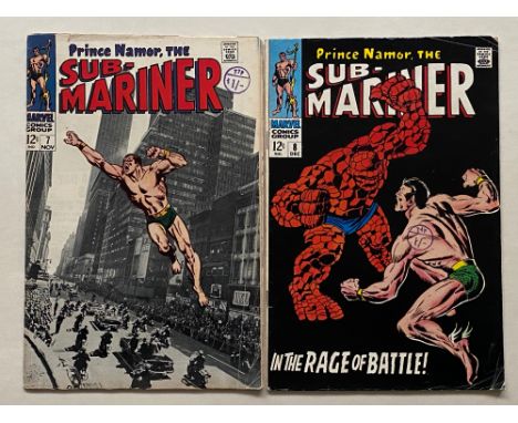 SUB-MARINER #7, 8 (2 in Lot) -  (1968 - MARVEL - Cents Copy with Pence Stamp) - VG+/FN - Run includes classic Sub-Mariner vs 