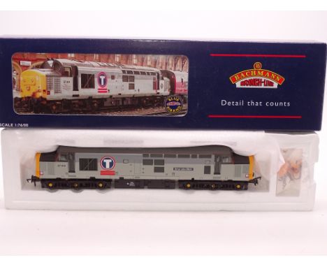 OO Gauge: A BACHMANN 32-375W Class 37 Diesel loco 'Driver John Elliott' - Transrail Triple Grey Livery - limited edition for 
