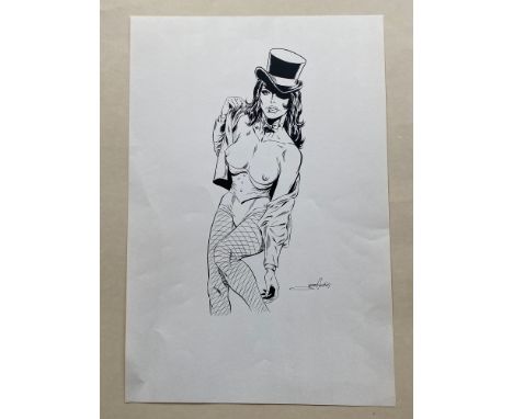 ZATANNA 'NUDE' ORIGINAL ILLUSTRATION BY JEFF AUSTIN - SIGNED BY ARTIST JEFF AUSTIN - The Mistress of Magic is top-hatted and 