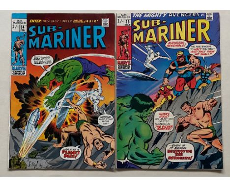 SUB-MARINER #34, 35 (2 in Lot) - (1970 - MARVEL - Pence Copy) - FN/VFN - KEY BOOKS - HOT AS PRE-DEFENDERS - Run includes Prel