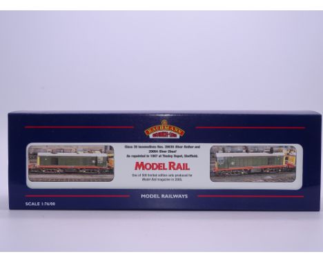 OO Gauge: A BACHMANN 32-027Z Class 20 Diesel loco Twin Pack - 'River Sheaf' and 'River Rother' - BR Green Livery - limited ed