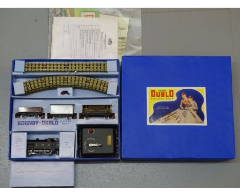 OO Gauge: A HORNBY DUBLO EDG7 LMS Tank Engine Set. In an authentic repaired/recreation box (see lot 147A for details). VG in 