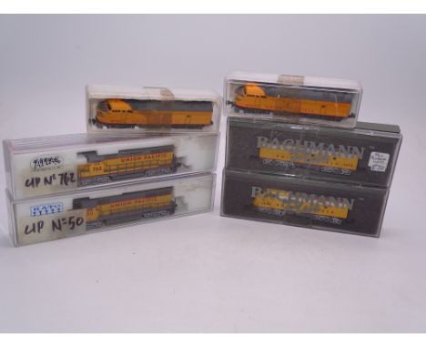 N Gauge: American Outline: A group of Diesel locomotives by BACHMANN, KATO, ATLAS and others - All in Union Pacific Liveries 