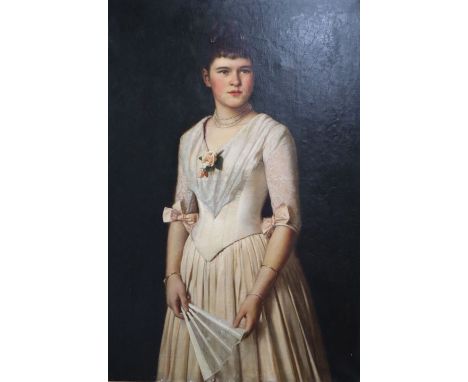 Heinrich Modersohn (1855-1903), oil on canvas, Three quarter length portrait of a young lady, signed and dated, 116 x 76cm