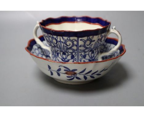 A Worcester Royal Lily caudle or chocolate cup and saucer c. 1770, 14cm