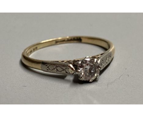 An 14ct gold and solitaire diamond ring, size L, gross 1.8 grams.CONDITION: Stone approx. 0.18- 0.20ct.  Stone in good order.