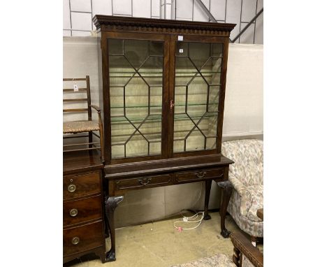 A Chippendale revival mahogany display cabinet on stand, width 114cm depth 43cm height 192cm