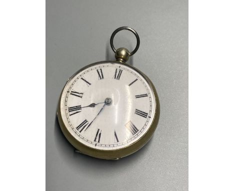 A 19th century brass cased keywind verge pocket watch, by Edward Thompson, London, numbered 7623, with Roman dial, case diame
