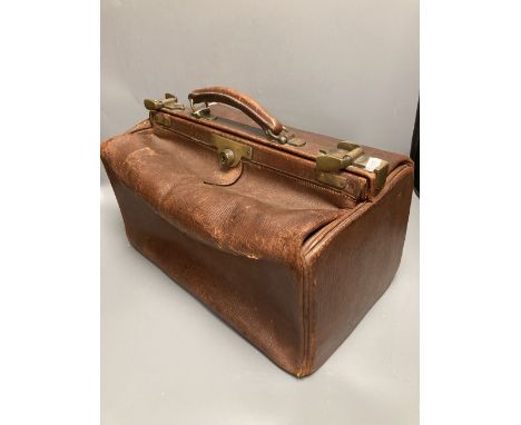 A brown leather Army &amp; Navy Gladstone bag, width 41cm height 29cm