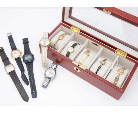 A large collection of wristwatches, AF, many quartz and fashion watches but also a Casio digital with alarm, a Seiko quartz, 