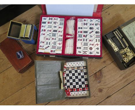 An H.P. Gibson &amp; Sons Mah Jong Set, a Jaques travelling chess set, a set of Bridge cards retailed by Harrods (packs seale