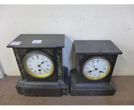 Two 19th Century French Belge noir mantel clocks, a/f