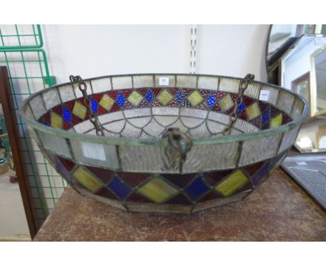 An Edward VII stained glass light shade