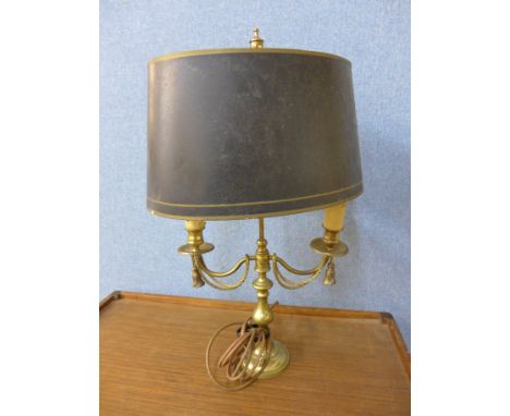 A brass table lamp