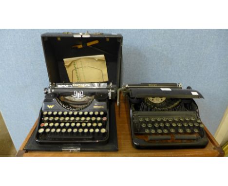 A Continental typewriter and a Silent typewriter 