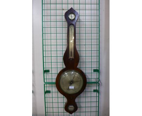A George III rosewood wheel barometer, 93cms h 