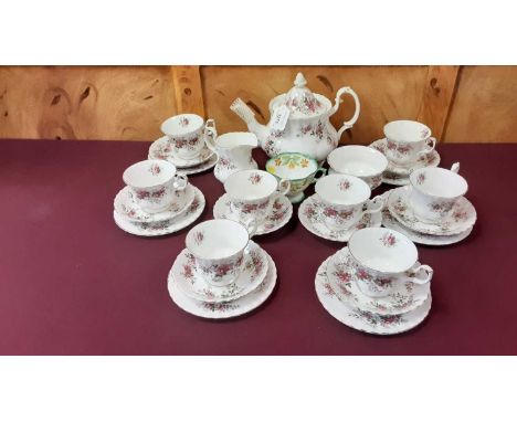 Royal Albert Lavendar Rose pattern teaset - 25 pieces, plus a Hammersley cup