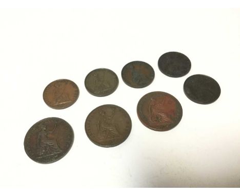 G.B. - Mixed copper Victoria coins to include Pennies 1851 GF, 1857 Ornament trident (N.B. Minor edge bruises) otherwise GVF,