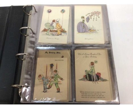 Postcards - Art Deco artist drawn cards by C. E. Shand including The Cigarette, The Fairy Queen, Madame Pom-Pom, His First Pr