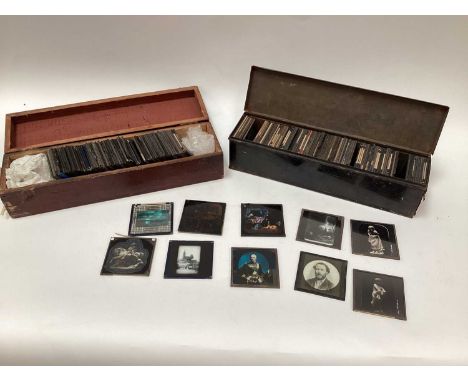 Two boxes of Magic lantern slides