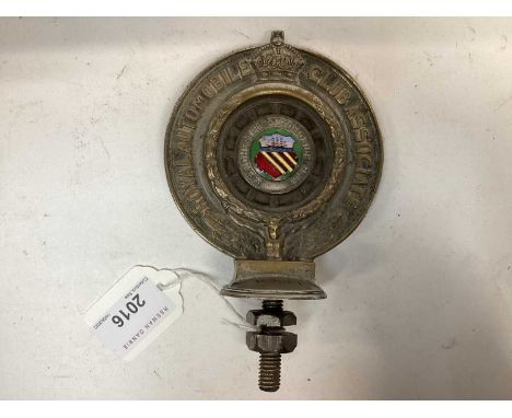 1920s Royal Automobile Club Associate - Manchester Automobile Club car badge with central enamel badge with original paper ye