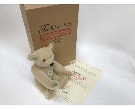 Steiff Bear 1996 Blond 43, 654411, 2000 Rose Tavern Bear 653261 and 2001 Teddy bear 1922 406898. All boxed with certificates 