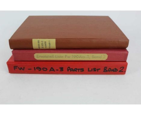 Interesting group of reproduced and bound Second World War German Aircraft parts catalogues and manuals for Mercedes -Benz ae