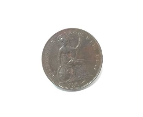 G.B. - Copper Penny Victoria 1856 (Plain trident) (N.B. Obv: Scratches to cheek) otherwise GVF (rare) (1 coin)