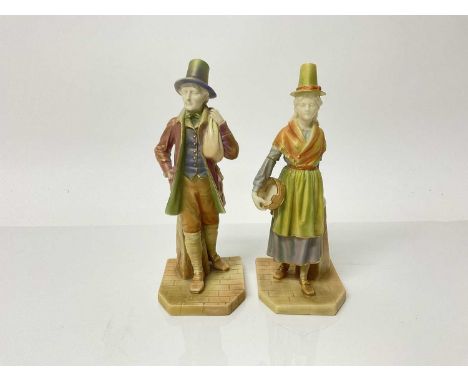 Two Royal Worcester figures - Welsh lady and Welsh gentlemen, 17cm high
