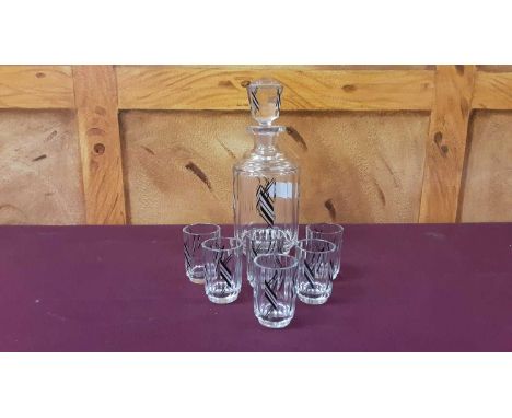 Art Deco glass spirit decanter and six shot glasses