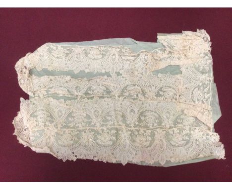 Collection of antique lace including Brussels and French lace, 19th century Rose Point de gaze Fall Cap, a very fine early bo