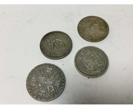 G.B. - Mixed silver Shillings to include George III 1787 GEF, Victoria JH 1889 AF (N.B. Small head rare), Edward VII 1905 (N.