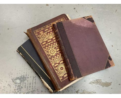 Three antique leather bound volumes, photographic/topographical and Architectural