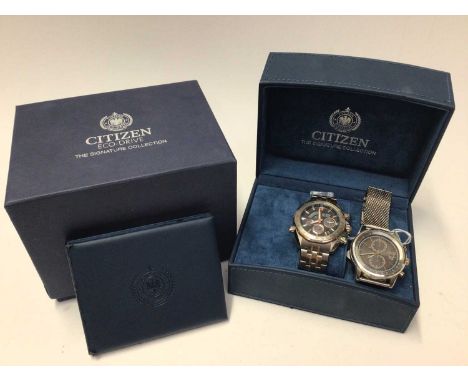 Two Citizen Eco-Drive gentlemen’s wristwatches: Citizen Eco-Drive GN-4W-S Titanium wristwatch and a Citizen Eco-Drive WR100 s