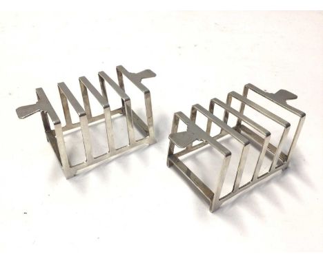 Pair of George VI silver 5 bar toast racks in the Art Deco style, (Sheffield 1937), all at 4.9oz