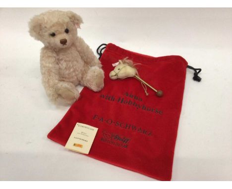 Steiff Bears Anna with Hobby Horse 667800, Vienne Opera 672445, both in soft bags with certificates Schloss Schonbrunn 661266