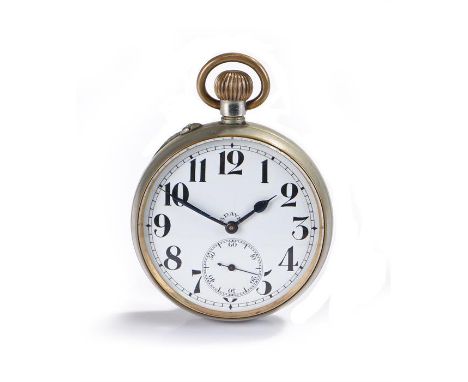 Goliath watch, the white enamel dial with Arabic hours, subsidiary seconds, crown wound, the case 68mm diameter 