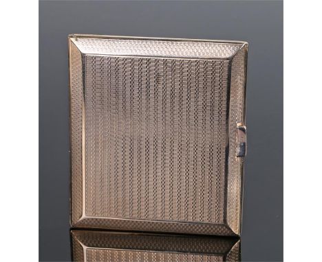 9 carat gold cigarette case, with engine turned decoration, 79.8 grams