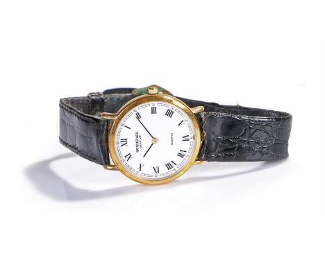 Raymond Weil gold plated gentleman's wristwatch, the signed white enamel dial with Roman hours, quartz movement, 30mm diamete
